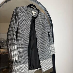 H&M Black and White Patterned Blazer